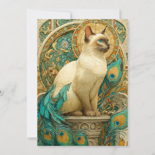Tarjeta Festiva Gato de Art Nouveau