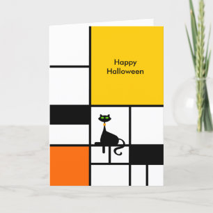 Tarjeta Festiva Gato de arte moderno de Halloween