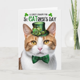 Tarjeta Festiva Gato de Atigrado Naranja Día de San CATrick Amulet