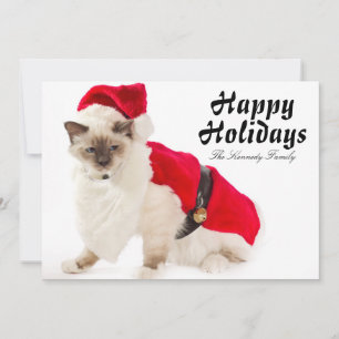 Tarjeta Festiva Gato de Birman en el juego de Santa