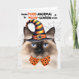 Tarjeta Festiva Gato de Birman Halloween PURRolween anormal
