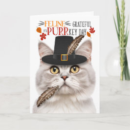 Tarjeta Festiva Gato de Champán Tabby agradecido por el día de la 