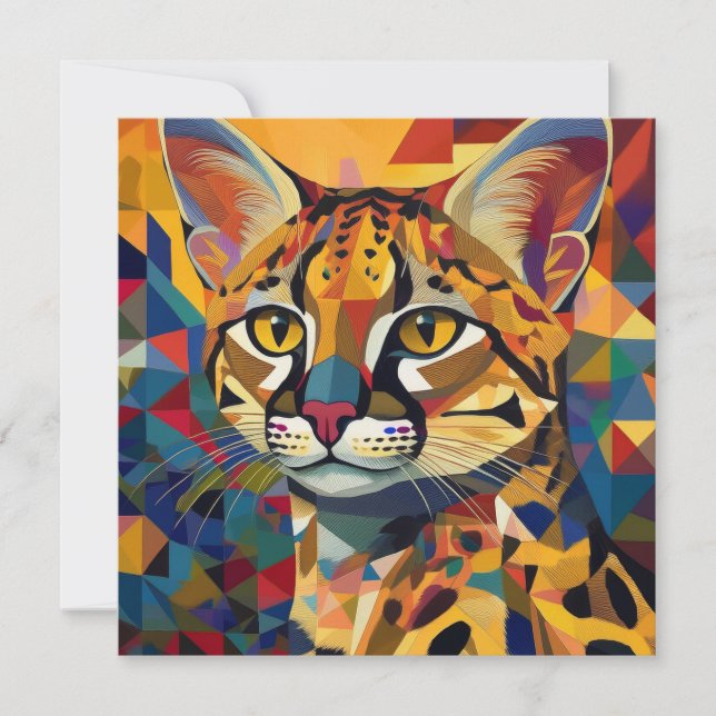 Tarjeta Festiva Gato de Cubismo de IA (Anverso)