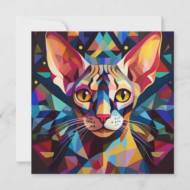 Tarjeta Festiva Gato de Cubismo de IA (Anverso)