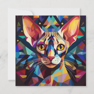 Tarjeta Festiva Gato de Cubismo de IA