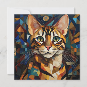 Tarjeta Festiva Gato de Cubismo de IA