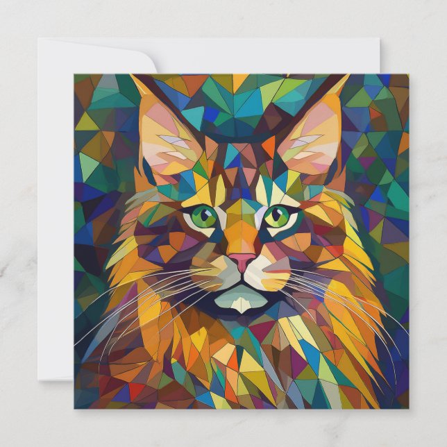 Tarjeta Festiva Gato de Cubismo de IA (Anverso)