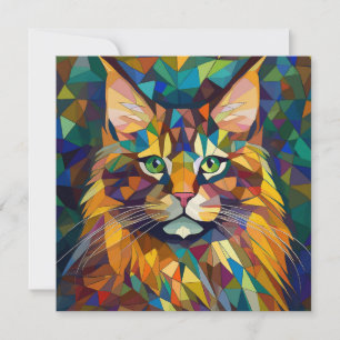 Tarjeta Festiva Gato de Cubismo de IA
