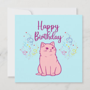 Tarjeta Festiva Gato de cumpleaños feliz