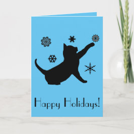 Tarjeta Festiva Gato de festividad sin denominación con copos de n