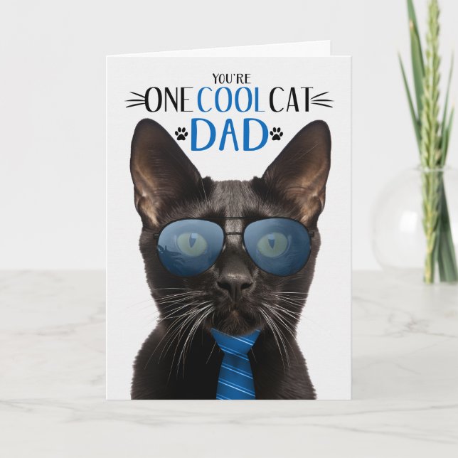 Tarjeta Festiva Gato de Guay del Día del Padre de Gato Negro de Bo (Anverso)