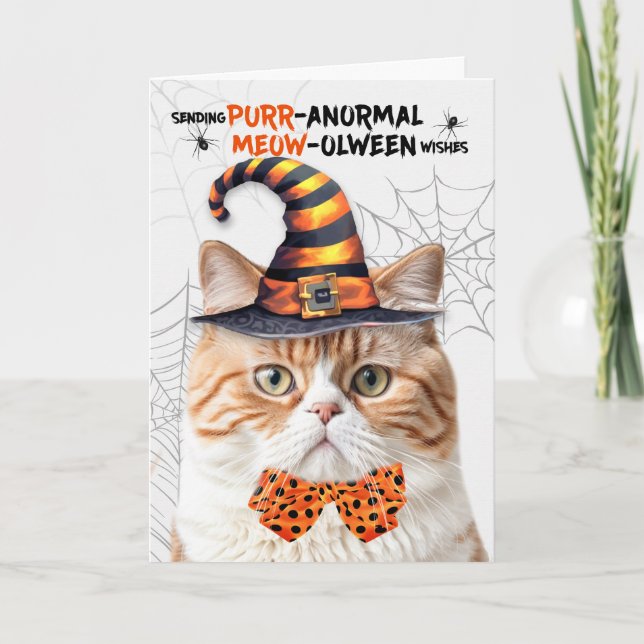 Tarjeta Festiva Gato de Halloween Británico Tabby PURRanormal MEOW (Anverso)