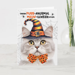 Tarjeta Festiva Gato de Halloween de Tabby PURRolween anormal