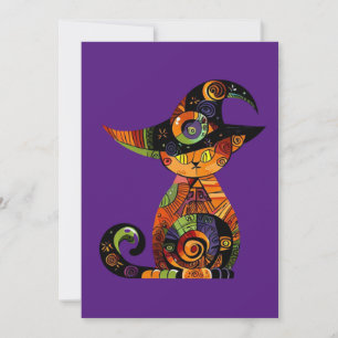 Tarjeta Festiva gato de Halloween/mágico/fantástico