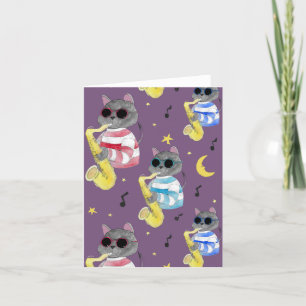 Tarjeta Festiva Gato de jazz