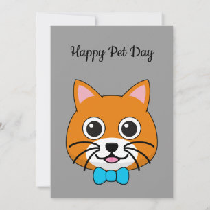 Tarjeta Festiva Gato de jengibre feliz lindo con papillón   Person
