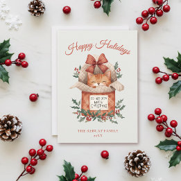 Tarjeta Festiva Gato de jengibre lindo no abierto hasta que Navida