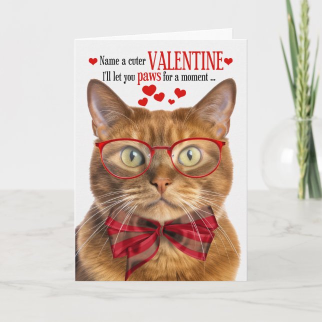 Tarjeta Festiva Gato de jengibre rojo Valentín con humor felino (Anverso)