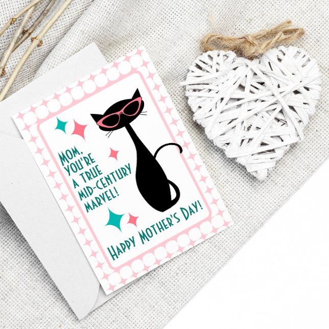 Tarjeta Festiva Gato de medio siglo, feliz día de la madre (Subido por el creador)
