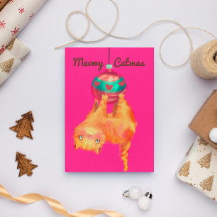 Tarjeta Festiva Gato de navidades