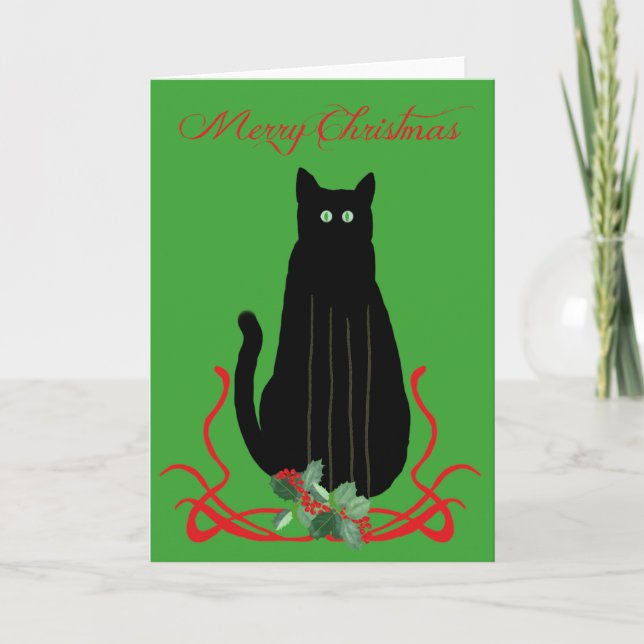 Tarjeta Festiva Gato de navidades (Anverso)