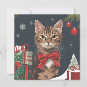 Tarjeta Festiva Gato de navidades con presentaciones