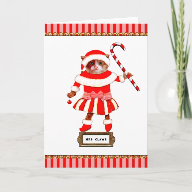 Tarjeta Festiva Gato de Navidades divertidos (Anverso)