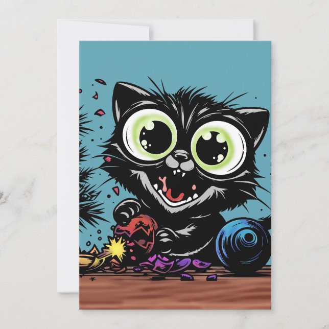 Tarjeta Festiva Gato de Navidades felices (Anverso)