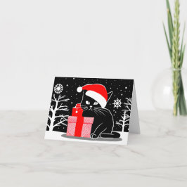 Tarjeta Festiva Gato de Navidades negros