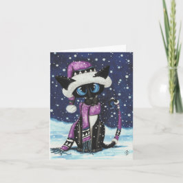 Tarjeta Festiva Gato de Navidades siameses de BiHrLe