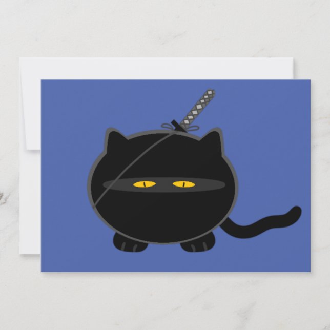 Tarjeta Festiva Gato de Ninja inadecuado (Anverso)