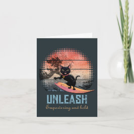 Tarjeta Festiva Gato de ondulación al atardecer