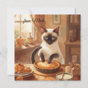 Tarjeta Festiva Gato de otoño con calabaza de pie otoño saludo de 