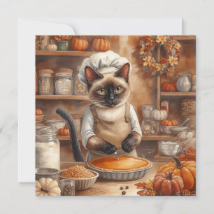 Tarjeta Festiva Gato de otoño con calabaza de pie otoño saludo de