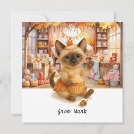 Tarjeta Festiva Gato de otoño con juguetes - Saludo de temporada d