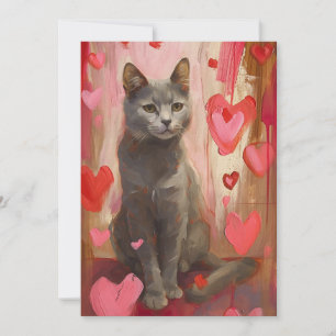 Tarjeta Festiva Gato de pequeño Día de San Valentín