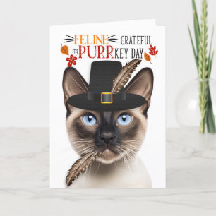 Tarjeta Festiva Gato de punto de foco de foca siamés agradecido po