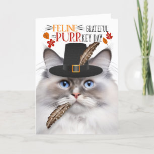 Tarjeta Festiva Gato de Ragdoll Lilac Point Agradecido por el día