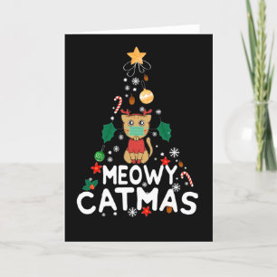 Tarjeta Festiva Gato de renos Meowy Catmas Navidades de cuarentena