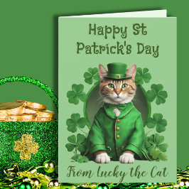 Tarjeta Festiva Gato de San Patricio Verde ama el gatito irlandés