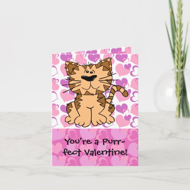 Tarjeta Festiva Gato de San Valentín perfecto (Anverso)