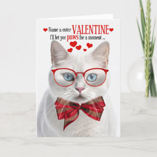 Tarjeta Festiva Gato de Shorthair blanco amante del humor felino d