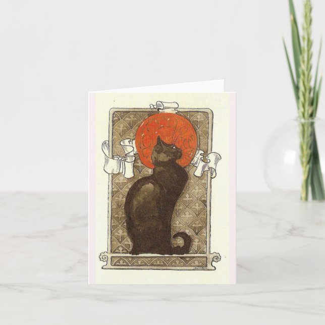 Tarjeta Festiva Gato de Steinlein - Art Nouveau (Anverso)