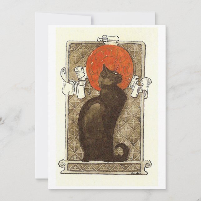 Tarjeta Festiva Gato de Steinlein - Art Nouveau (Anverso)