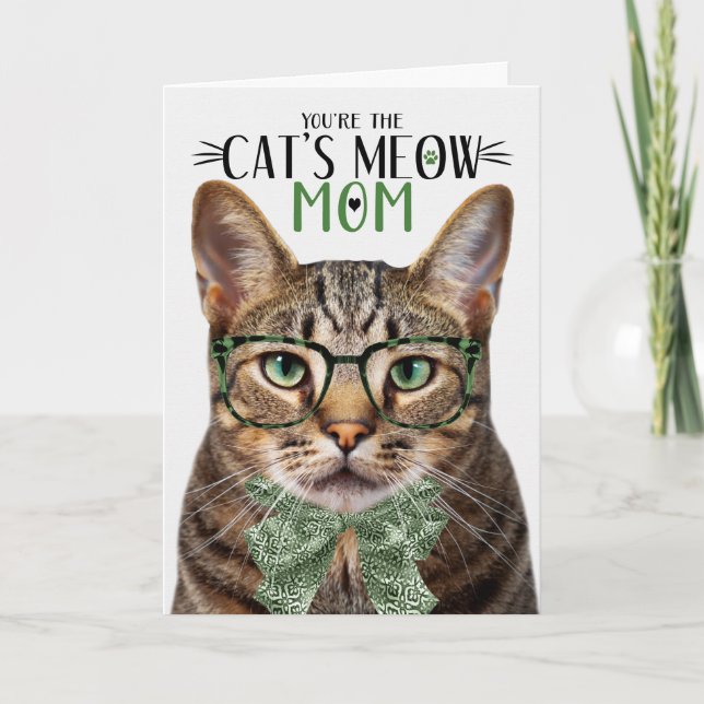 Tarjeta Festiva Gato de Tabby marrón para mamá en el día de la mad (Anverso)