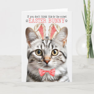 Tarjeta Festiva Gato de Tabby Plateado Cutest Easter Bunny Kitty P