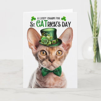 Tarjeta Festiva Gato Devon Rex St CATrick's Day Lucky Charm