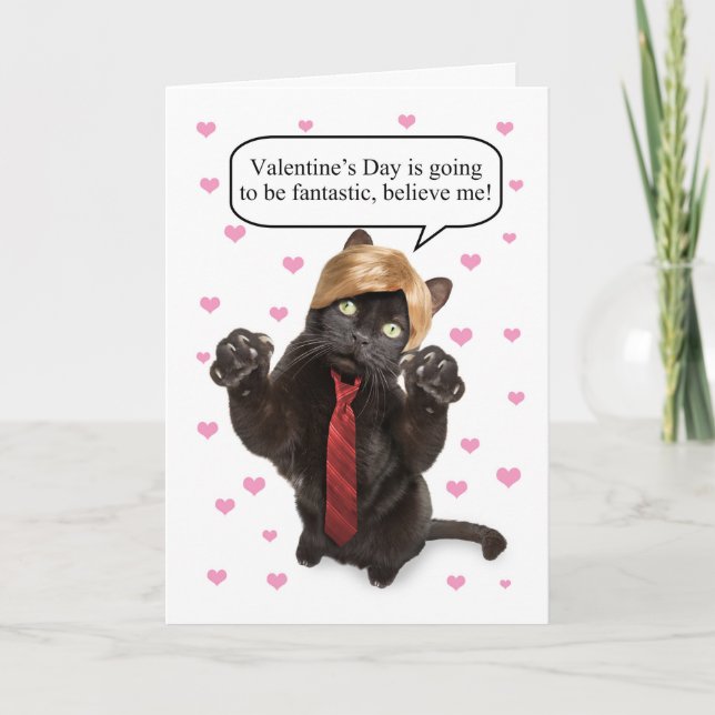Tarjeta Festiva Gato divertido del el día de San Valentín feliz (Anverso)