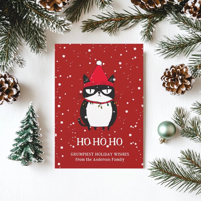 Tarjeta Festiva Gato divertido y grochy catmas Navidades del humor (Subido por el creador)