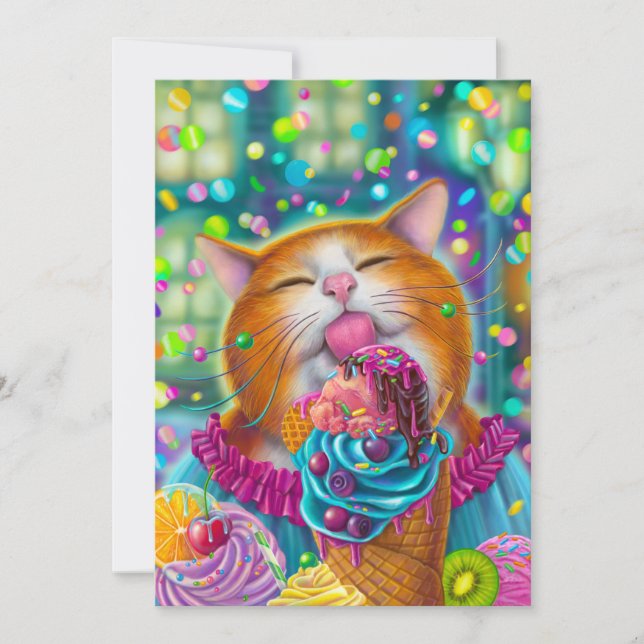 Tarjeta Festiva Gato dulce (Anverso)